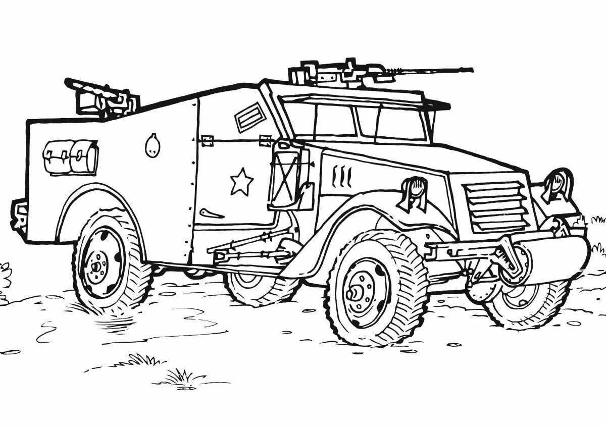 Coloring page exciting armored personnel carrier