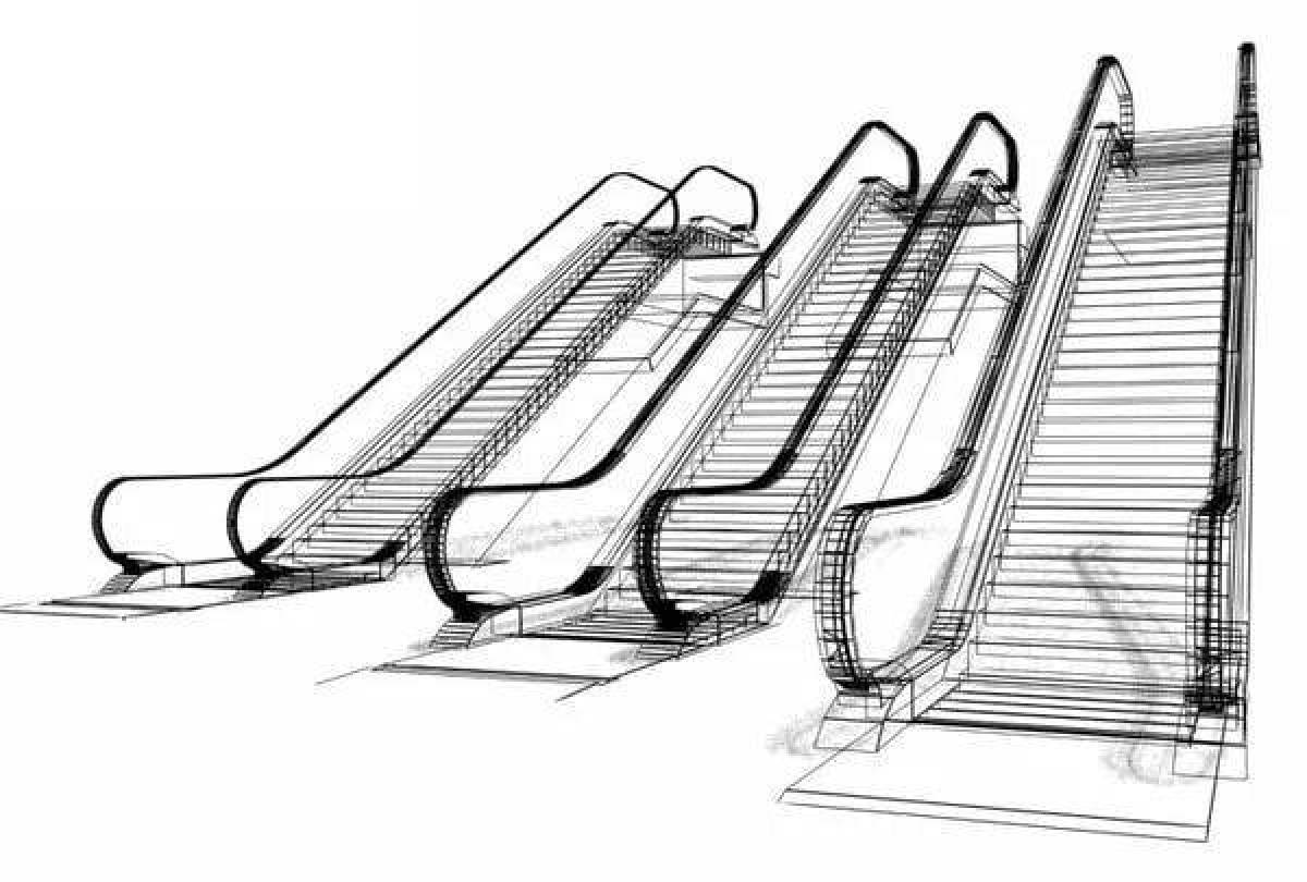 Charming escalator coloring page