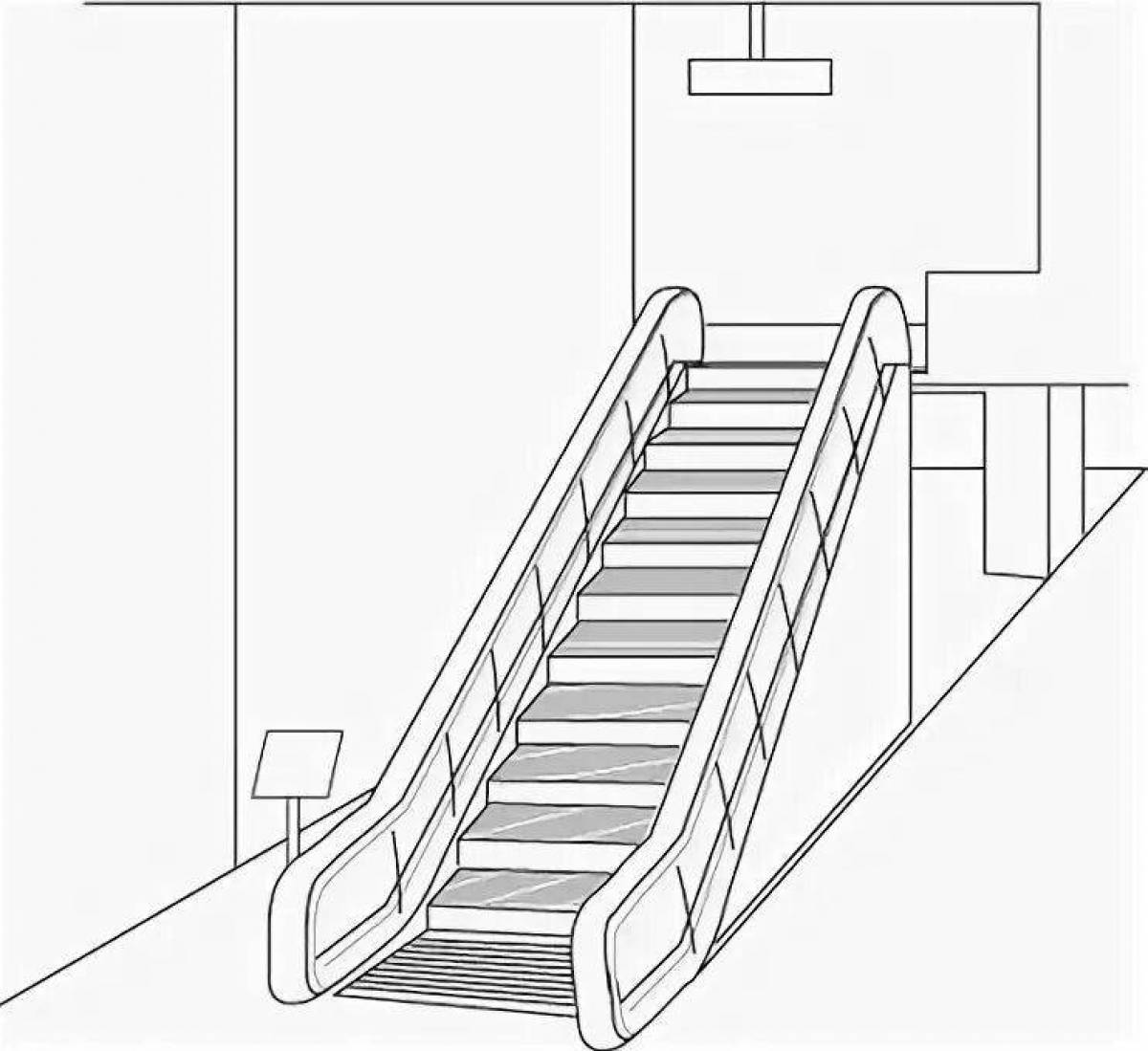 Coloring page hypnotic escalator