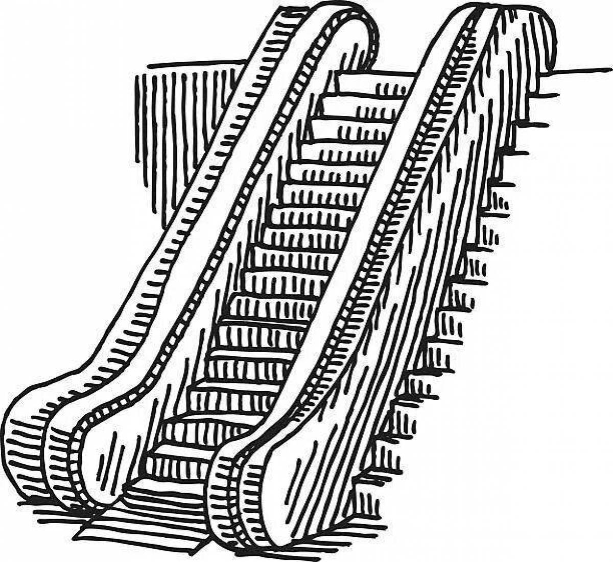 Glimmering escalator coloring page