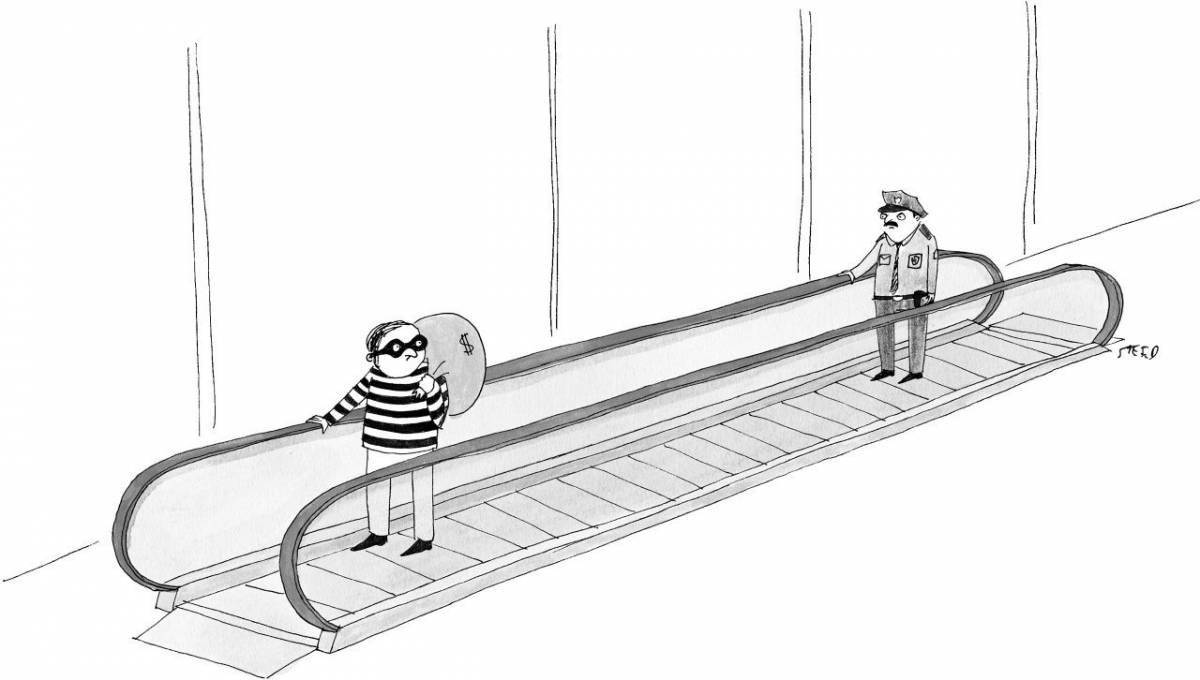 Glittering escalator coloring page