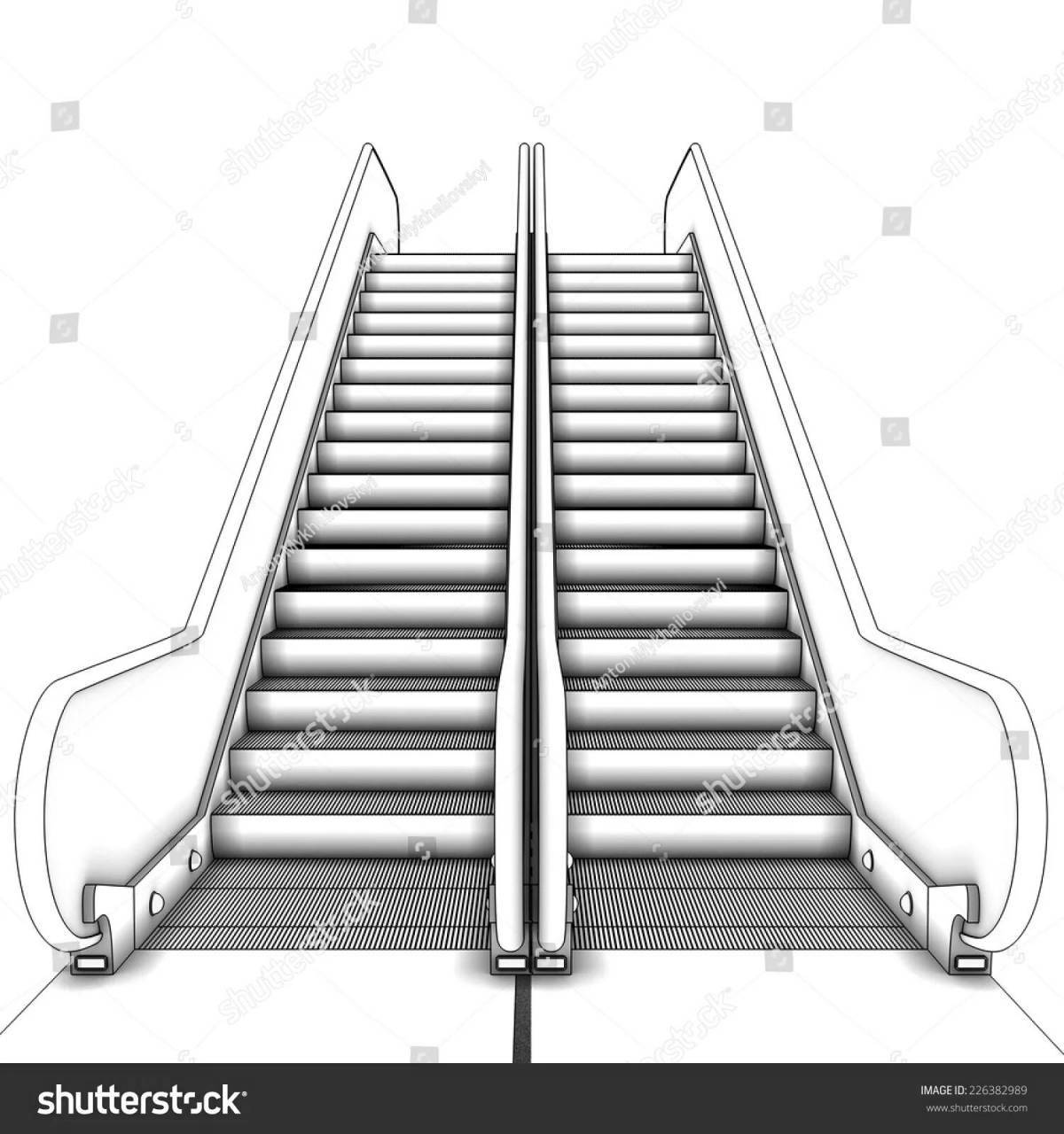 Coloring page dazzling escalator