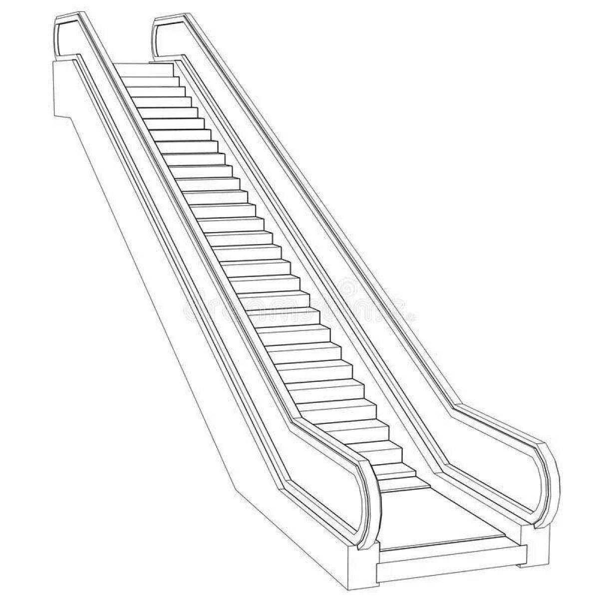 Dramatic escalator coloring page