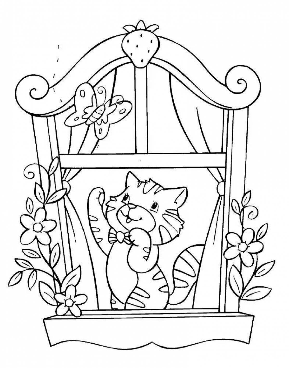 Delightful coloring page window