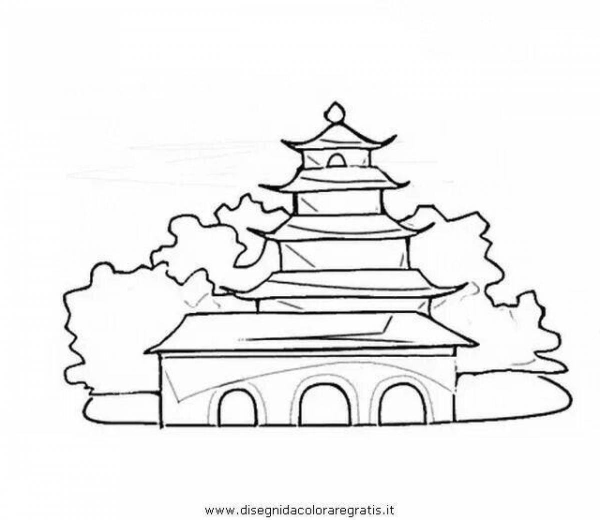 Фото Раскраска большая пагода
