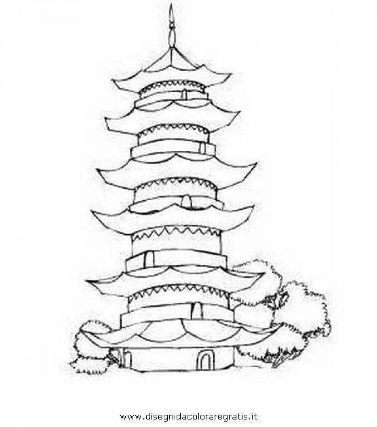 Фото Раскраска сияющая пагода