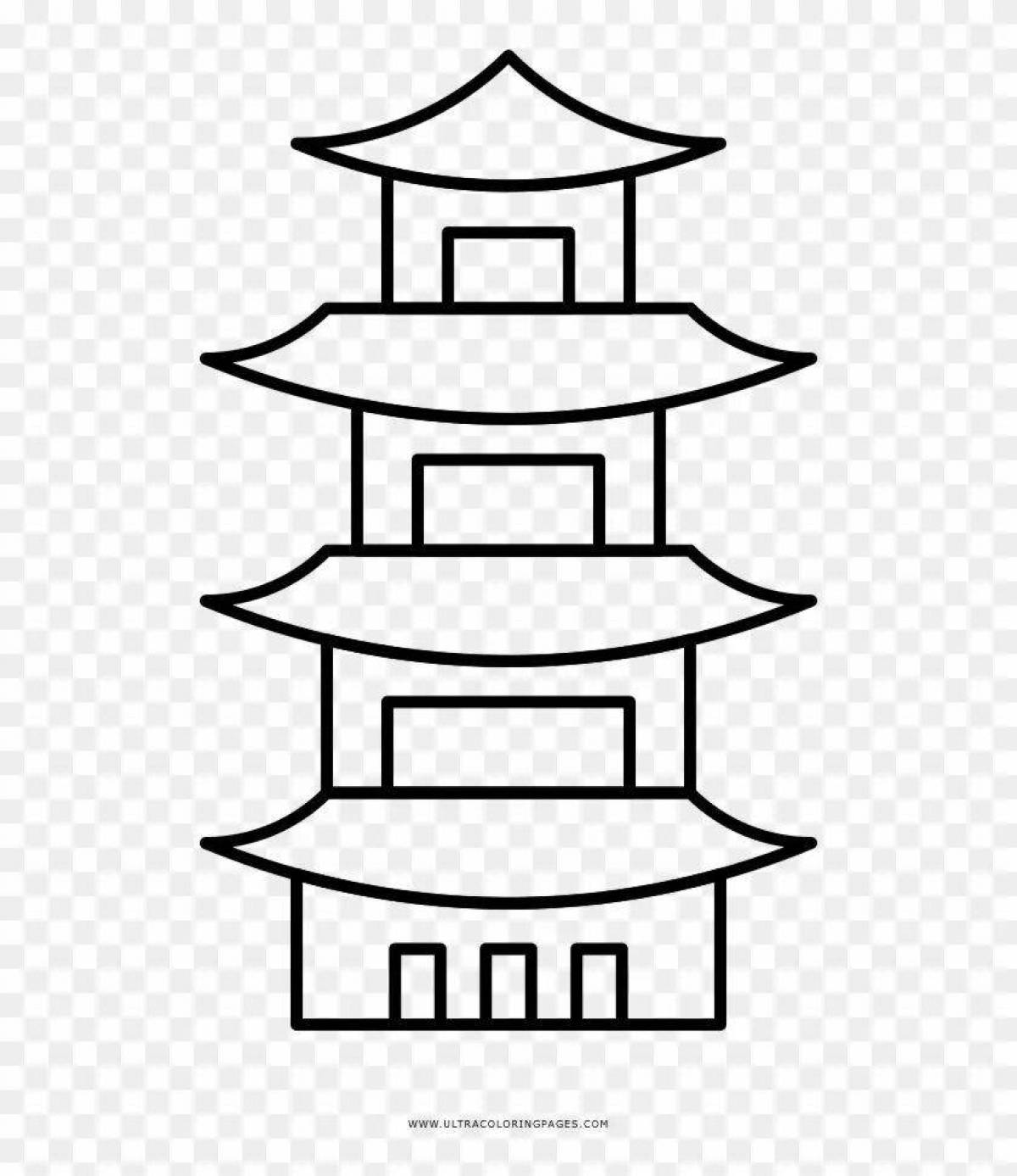 Coloring page majestic pagoda