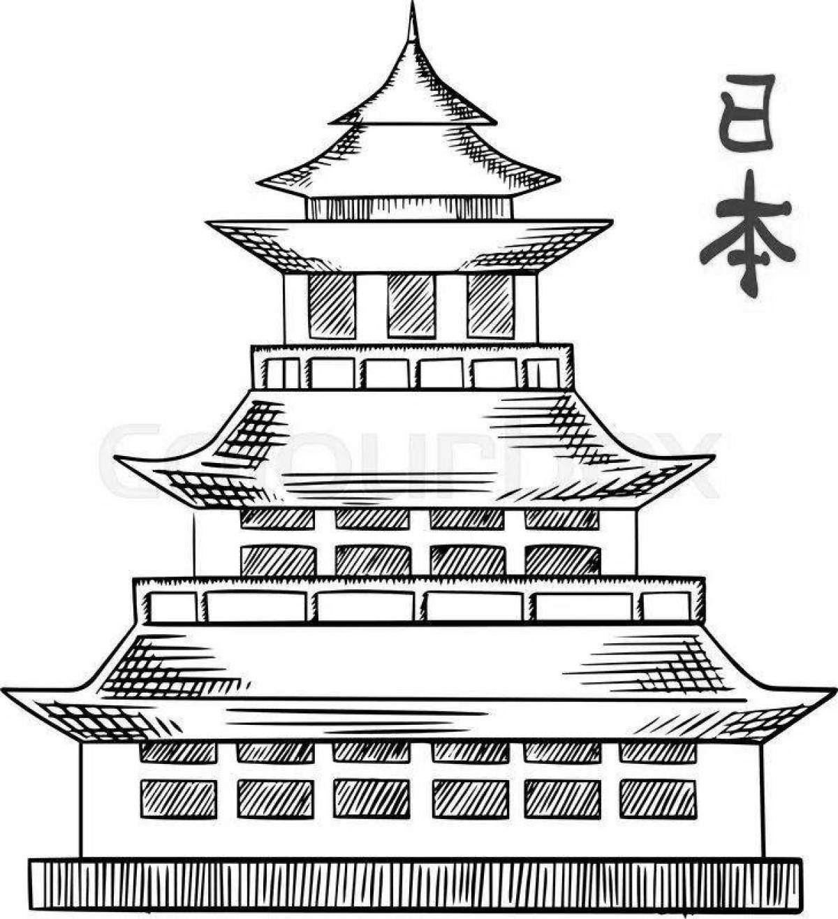 Раскраска очаровательная пагода