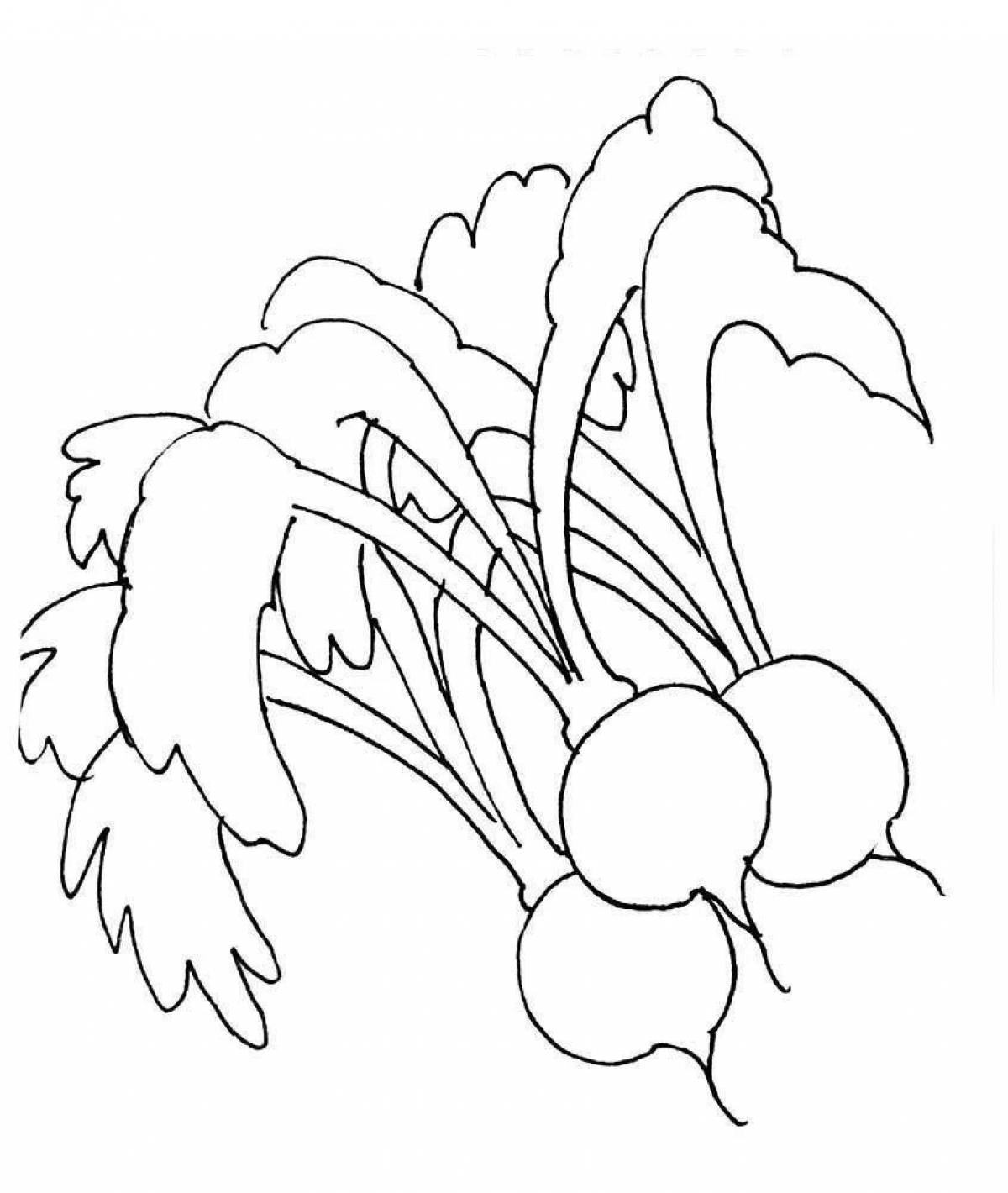Colorful radish coloring page