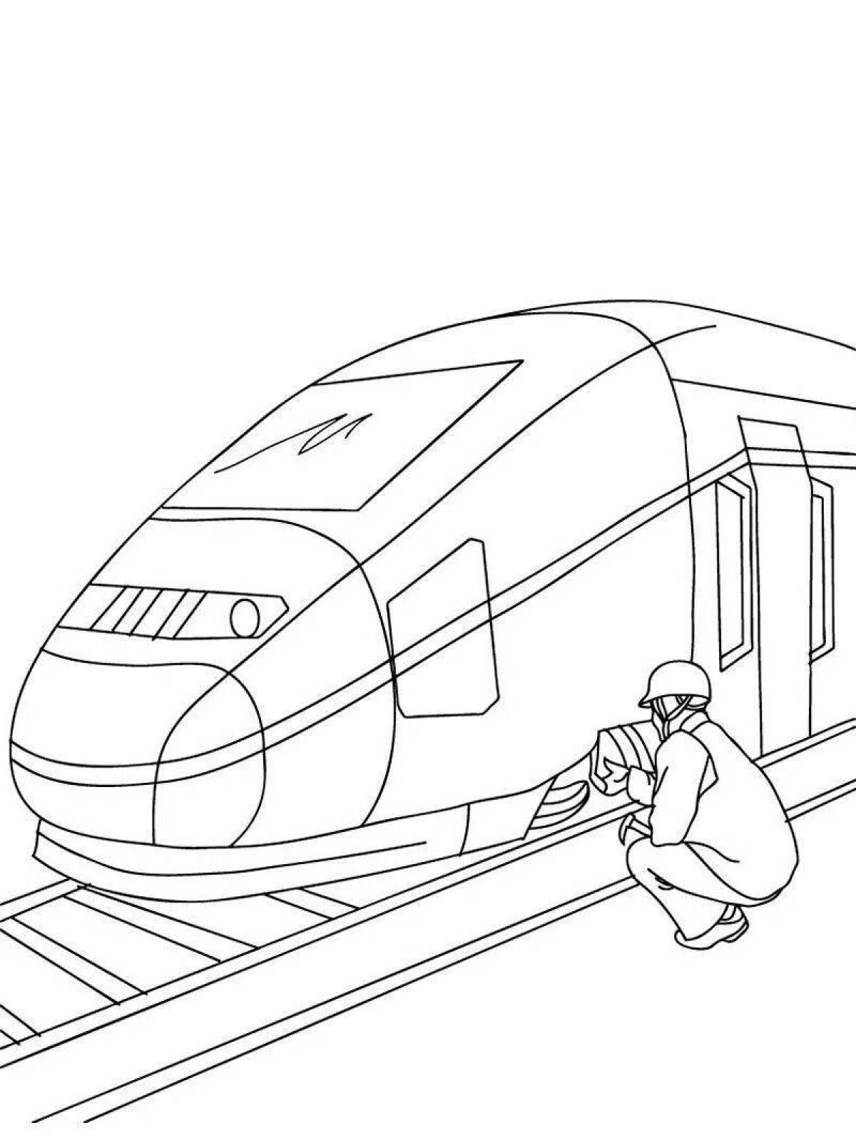 Colorful electric train coloring book