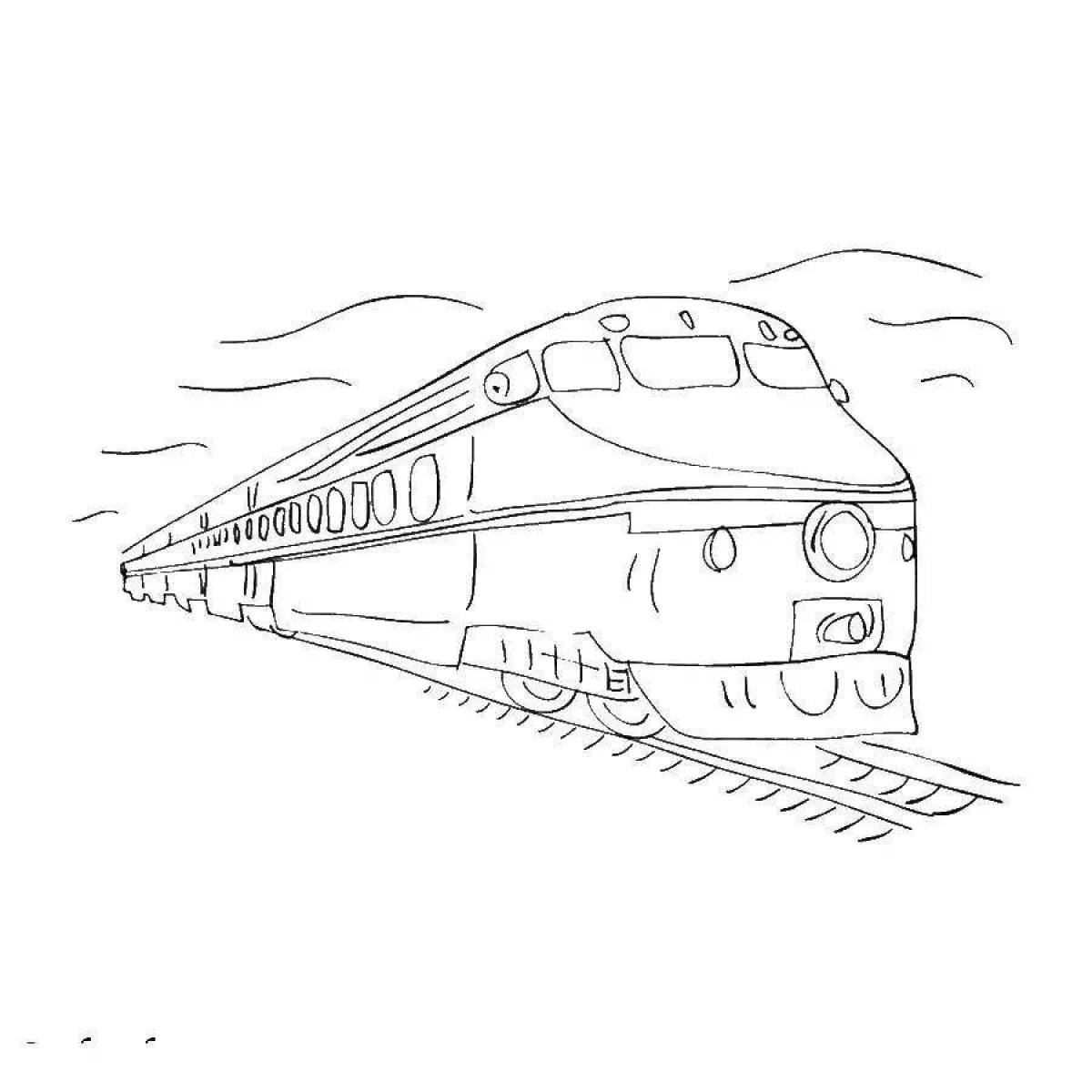 Coloring book glowing electric train