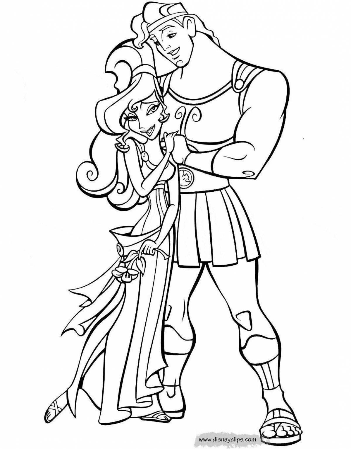 Colorful hercules coloring page