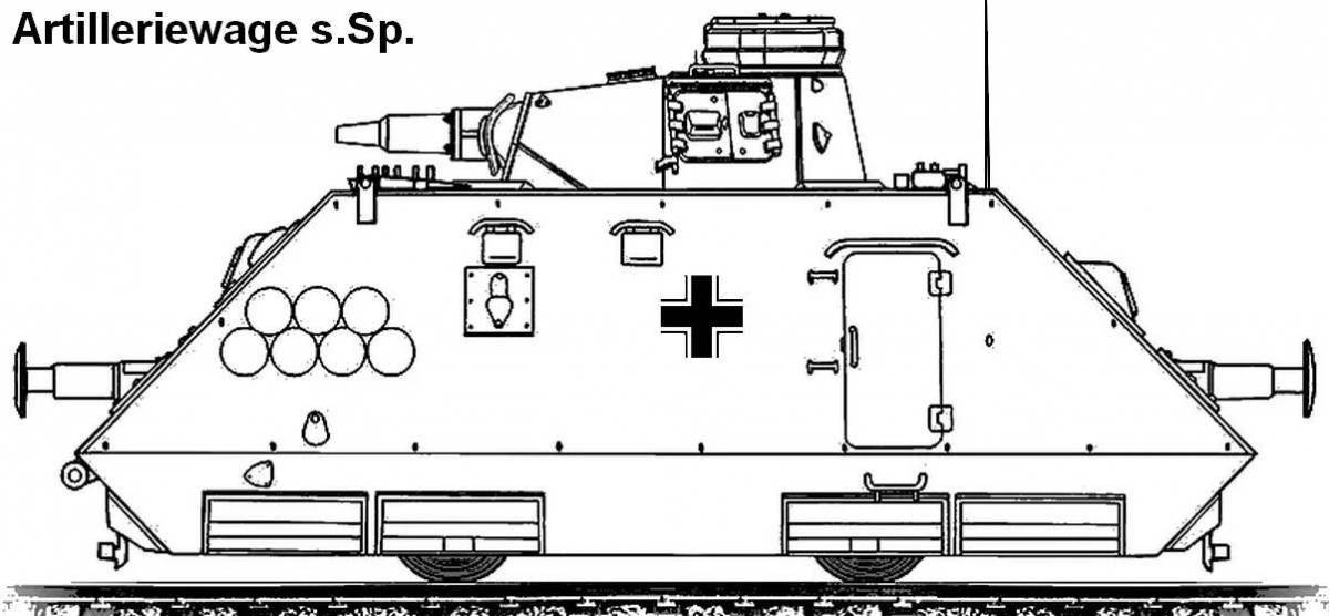 Decorated armored train coloring page