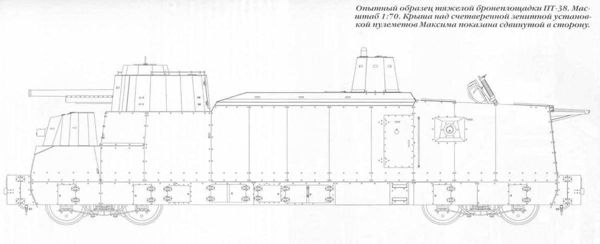Detailed armored train coloring page