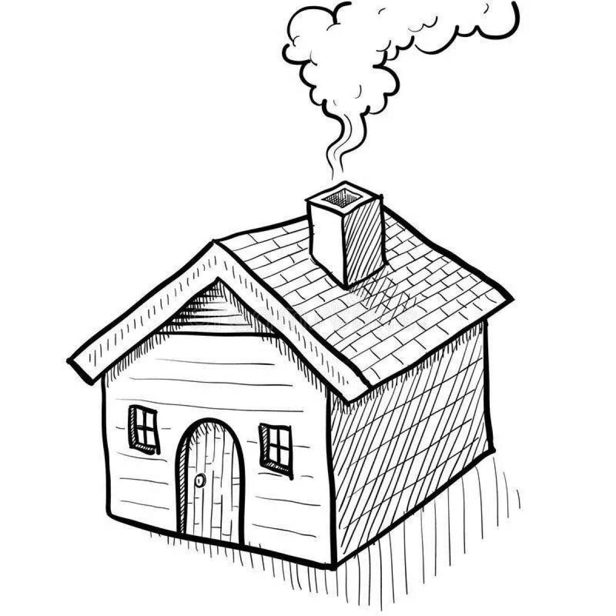 Дом с дымоходом для раскрашивания