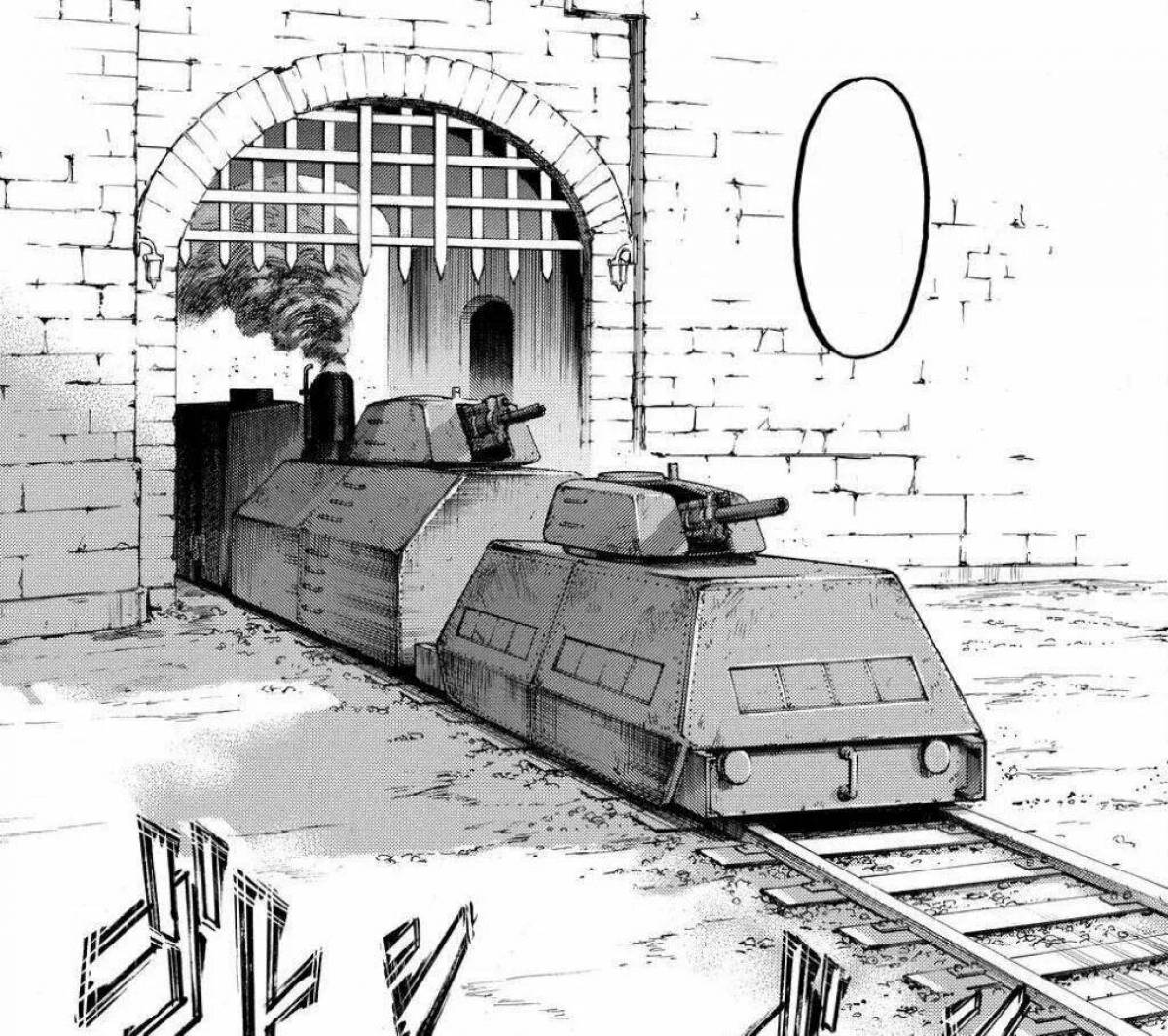 Playful armored train coloring page