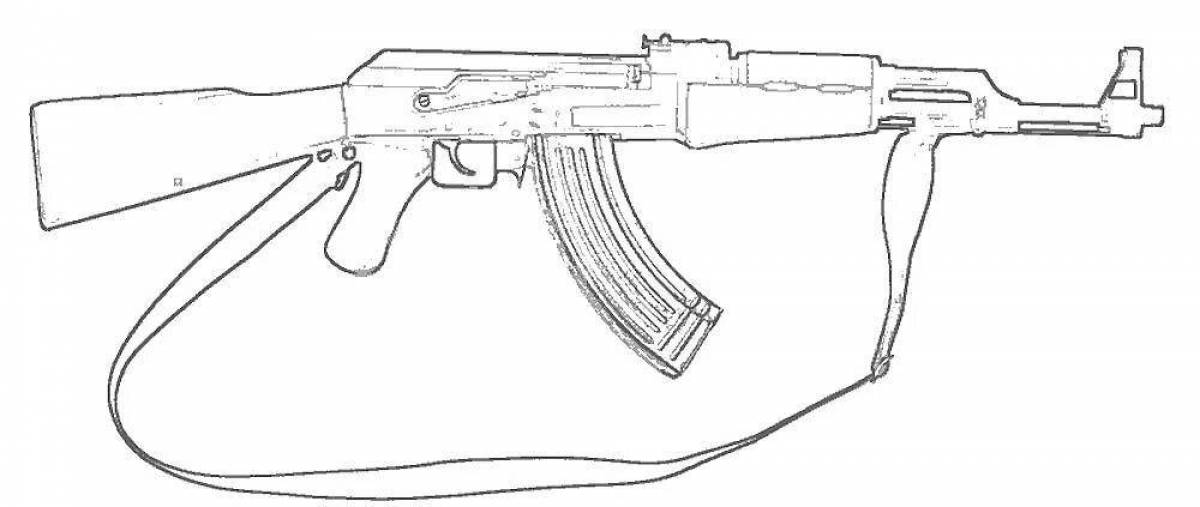 Colorful ak-47 coloring page