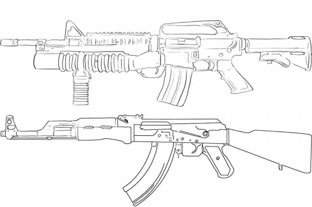 Luxury ak-47 coloring page