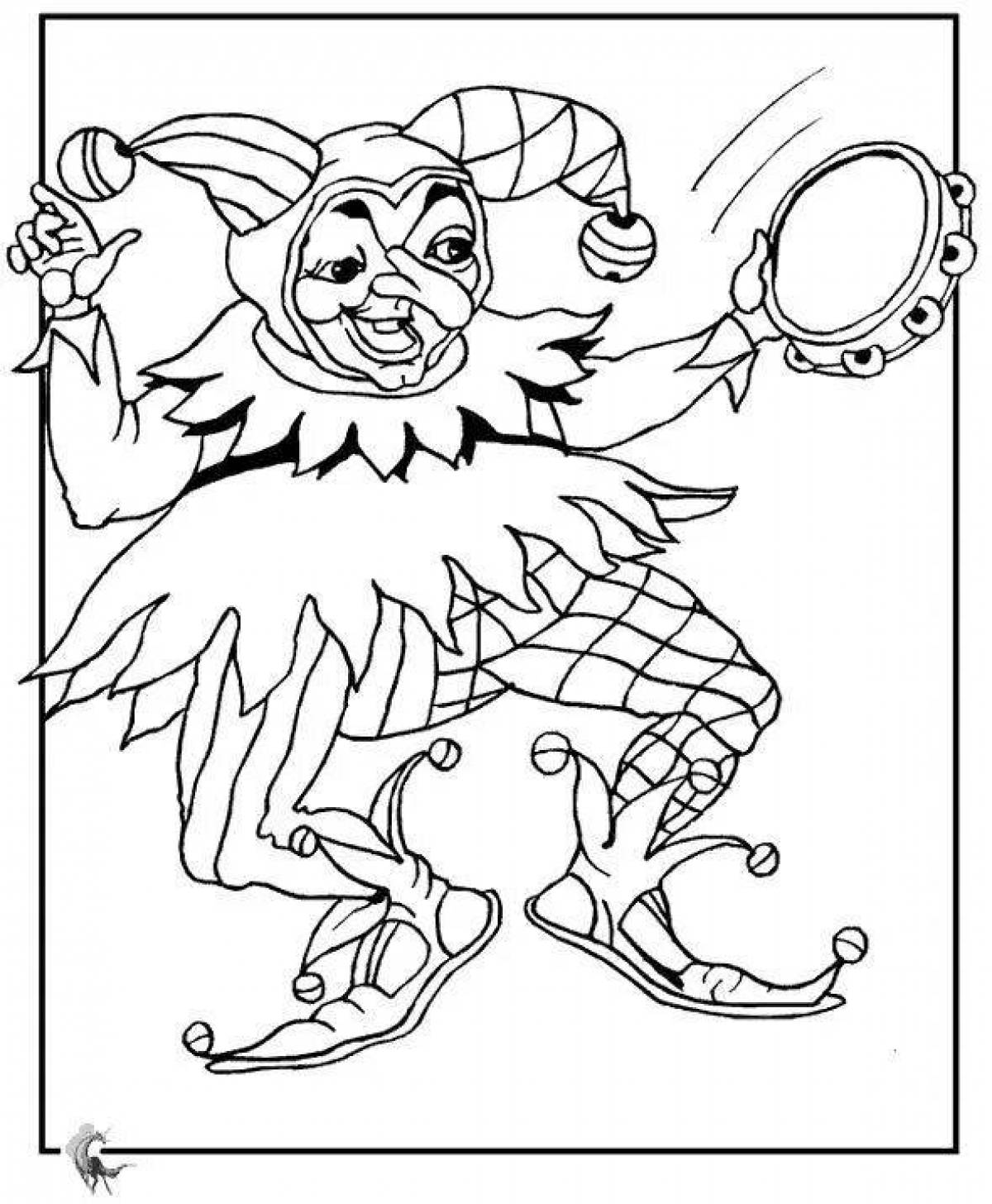 Playful jester coloring page