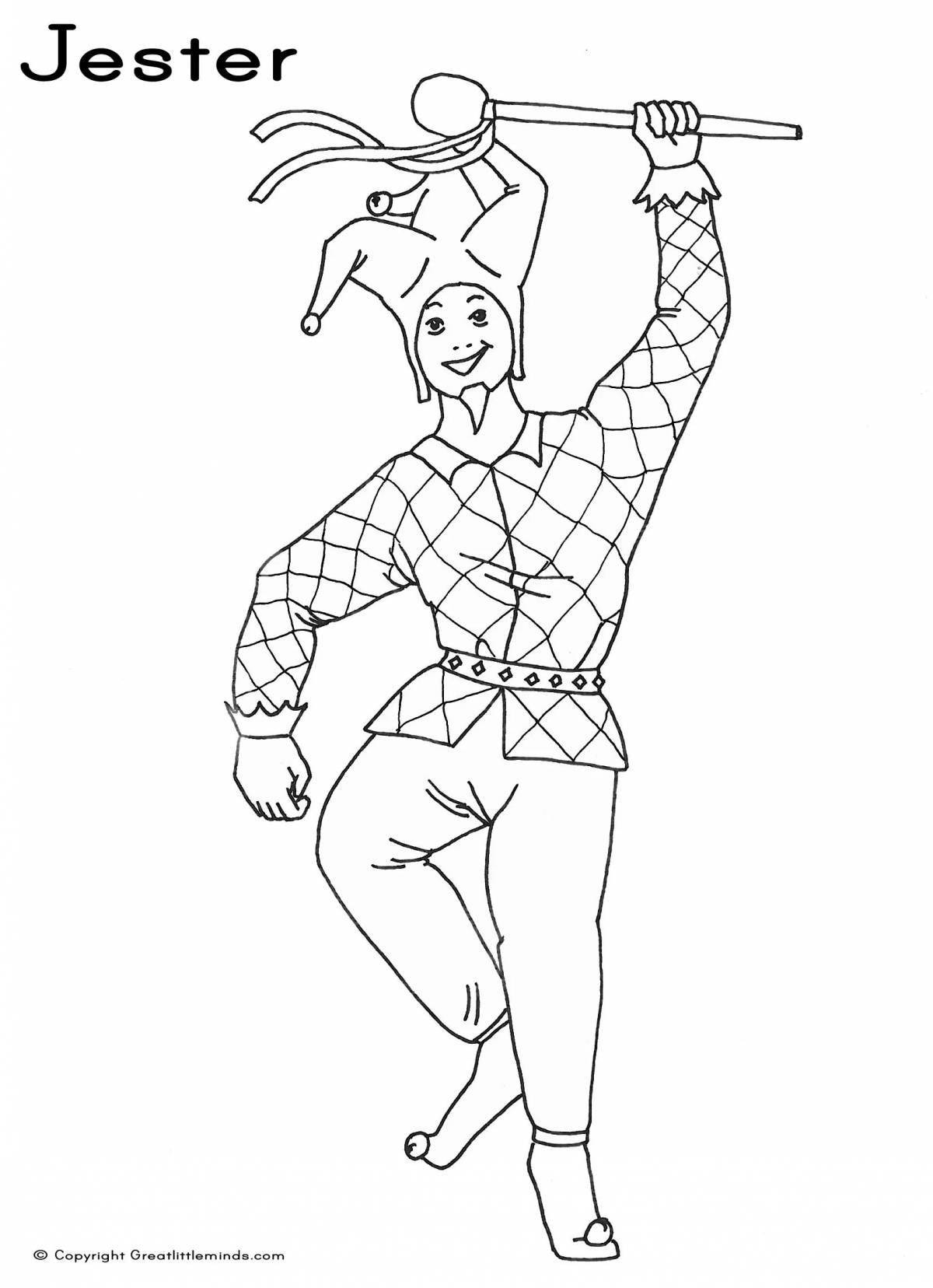 Charming jester coloring page