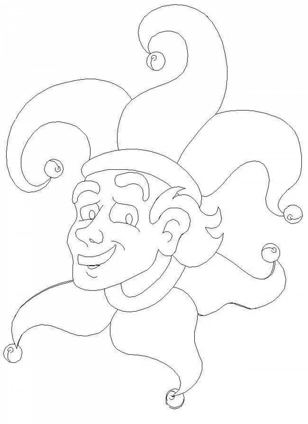 Glittering jester coloring page