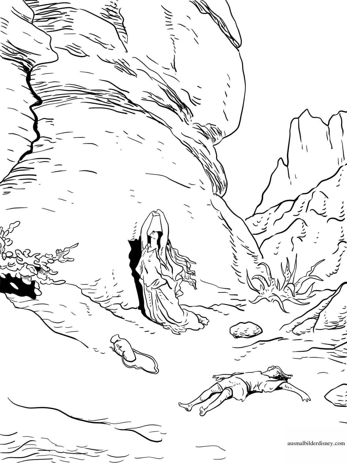 Amazing cave coloring page