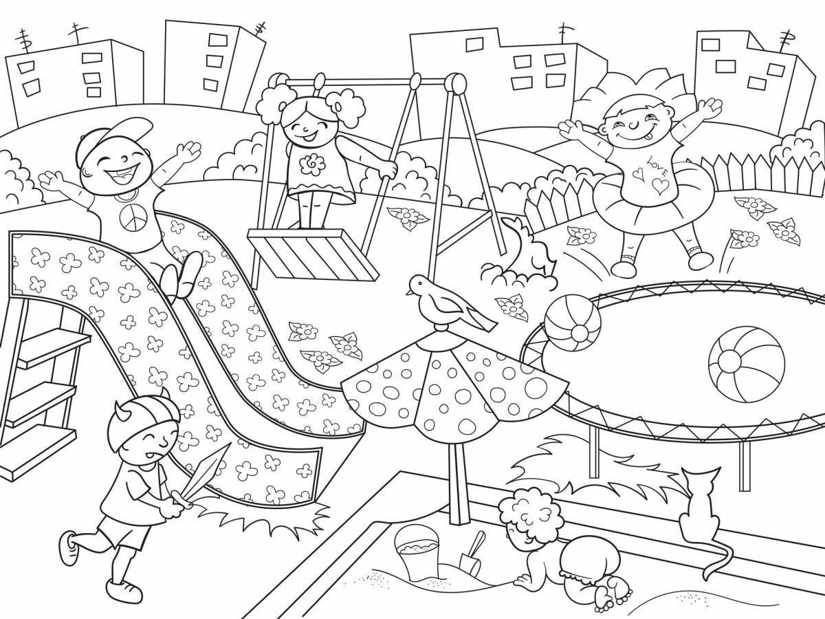 Blissful courtyard coloring pages