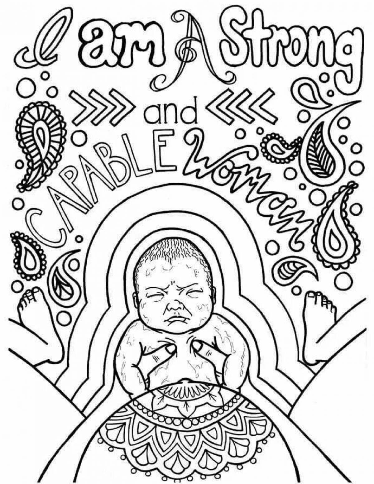Glowing pregnancy coloring page