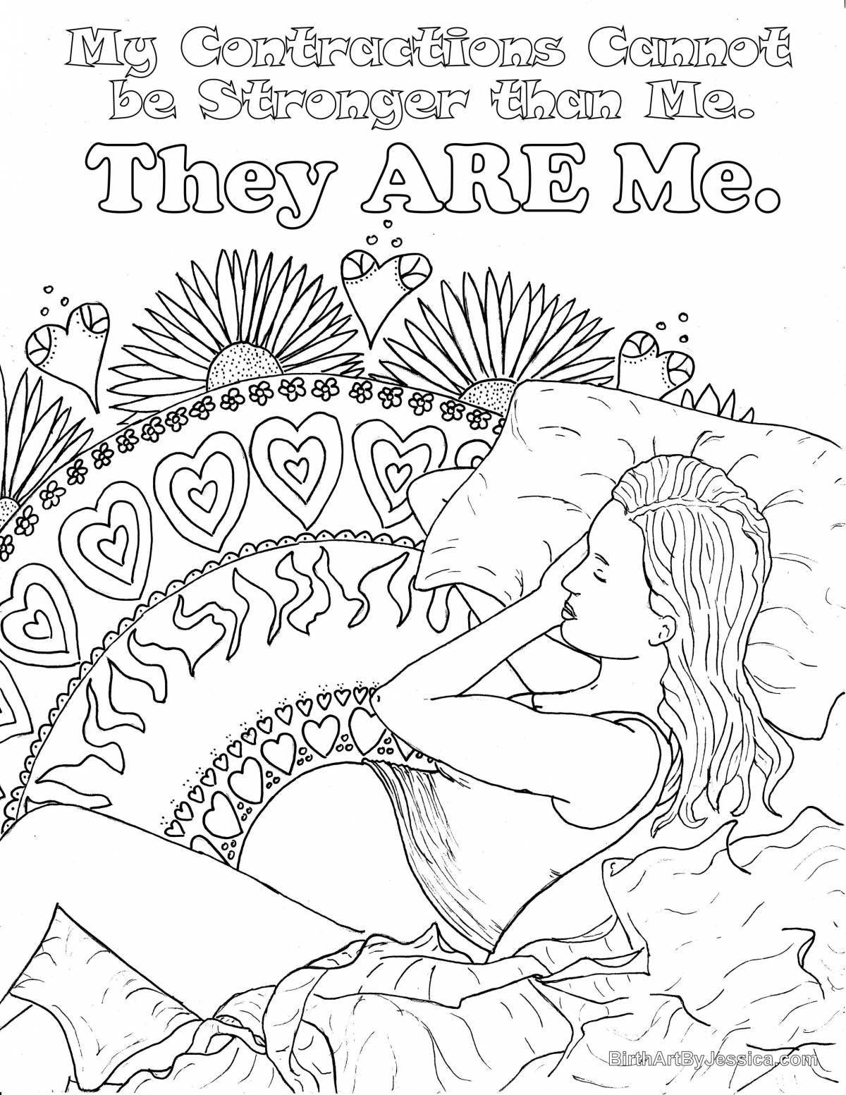 Tempting pregnancy coloring page