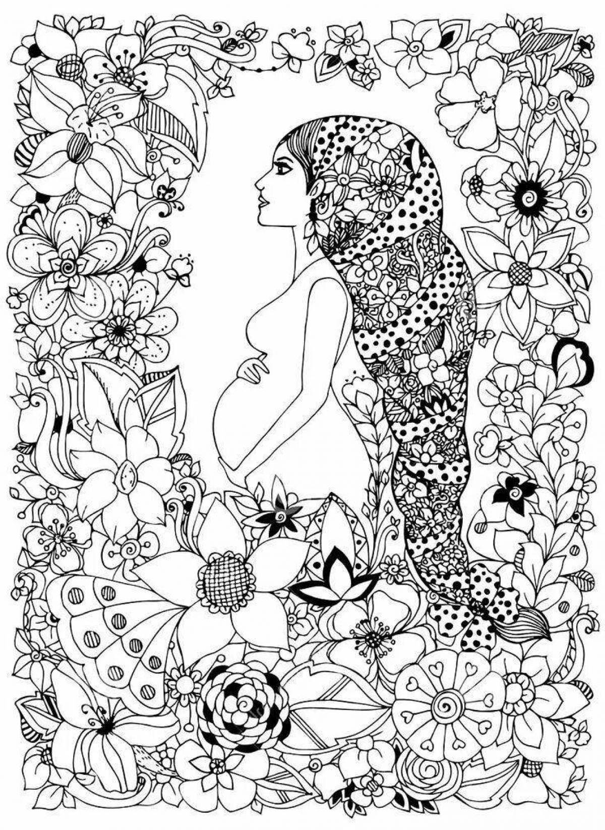Soothing pregnancy coloring page