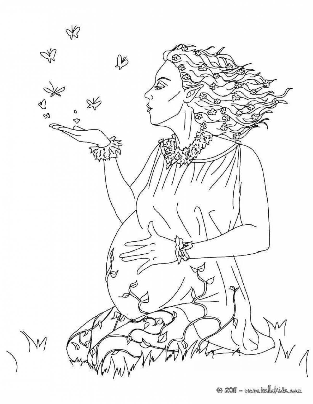 Blissful pregnancy coloring page