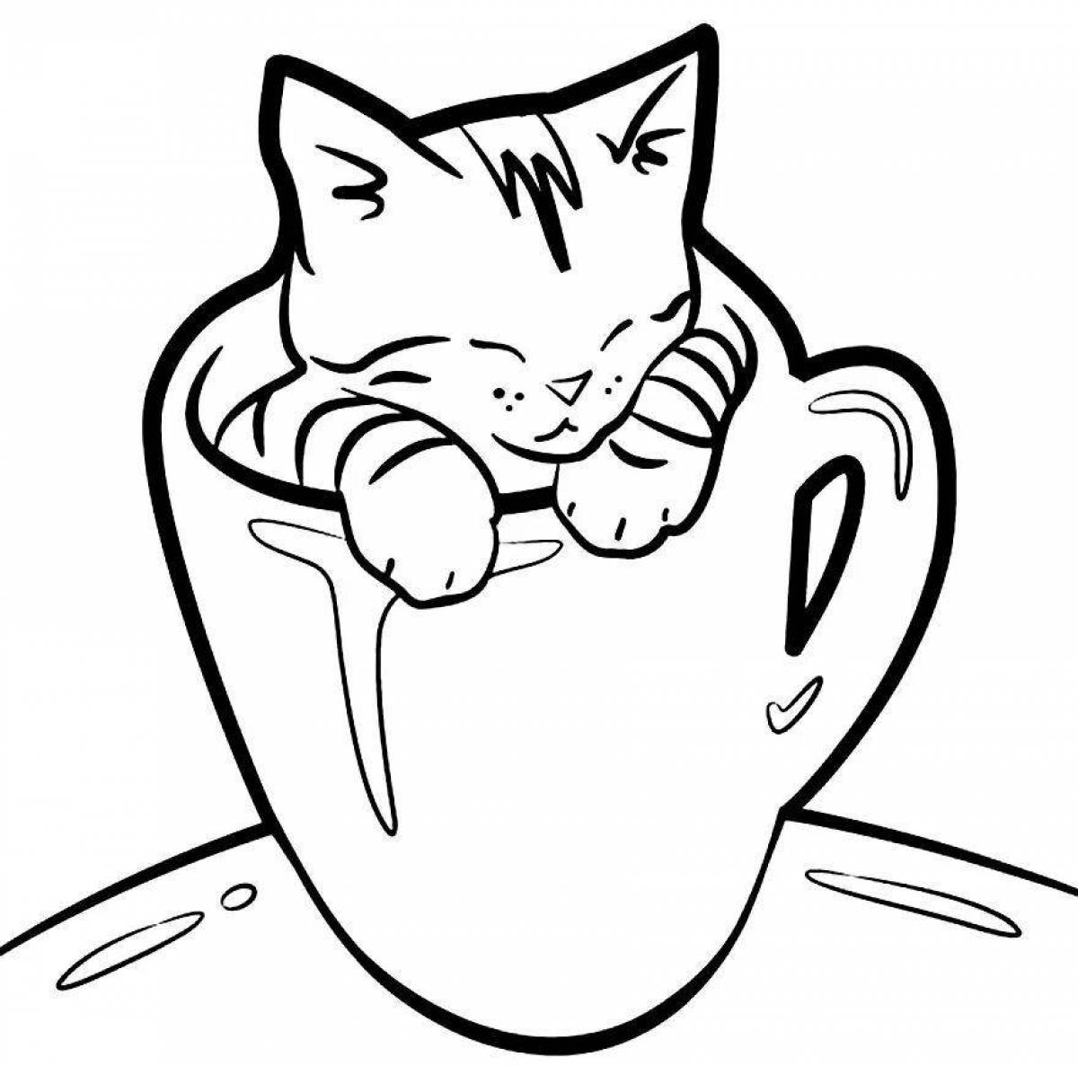 Cute cat coloring page