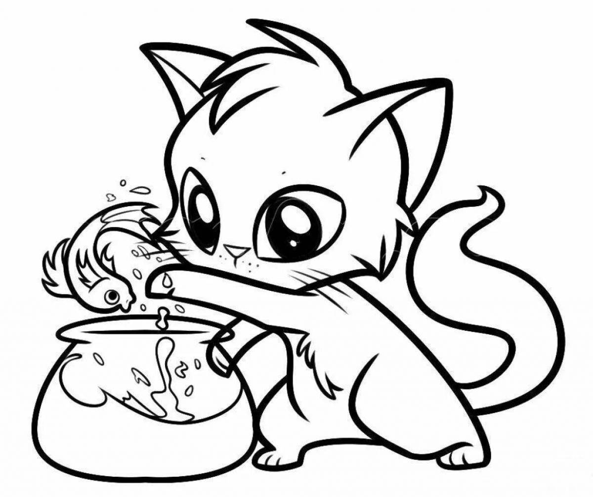 Playable cat coloring page