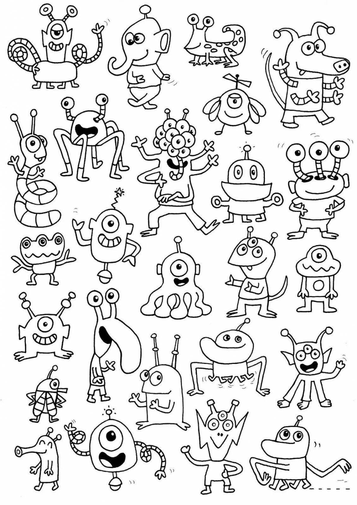 Funny coloring pages funny monsters