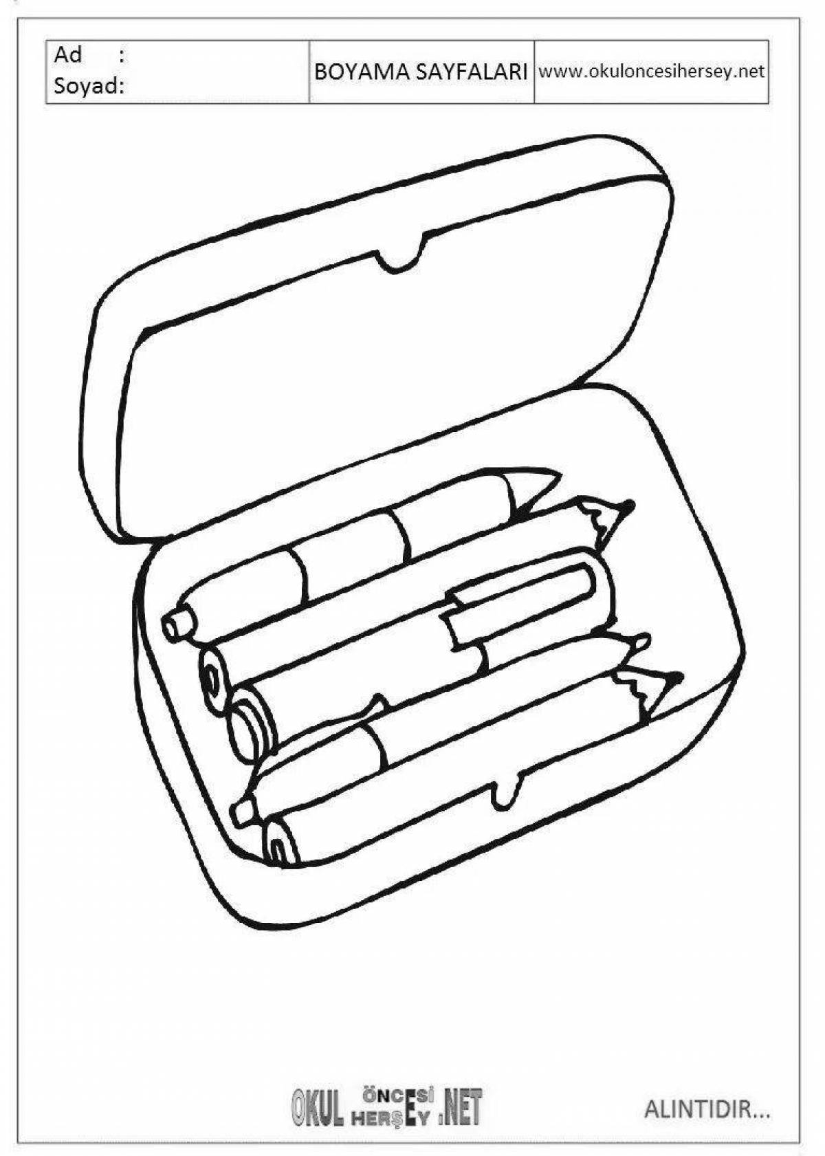 Gorgeous school pencil case coloring page