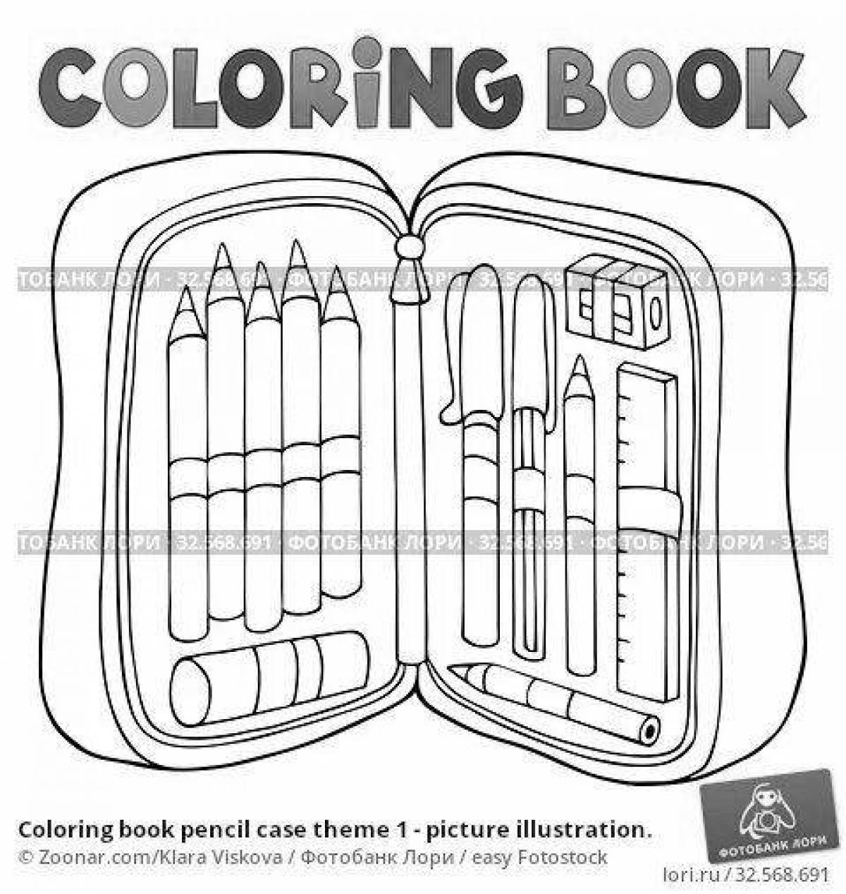 Coloring page attractive school pencil case