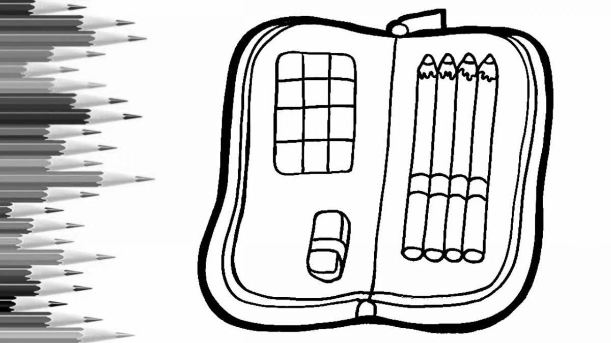 Shiny school pencil case coloring page