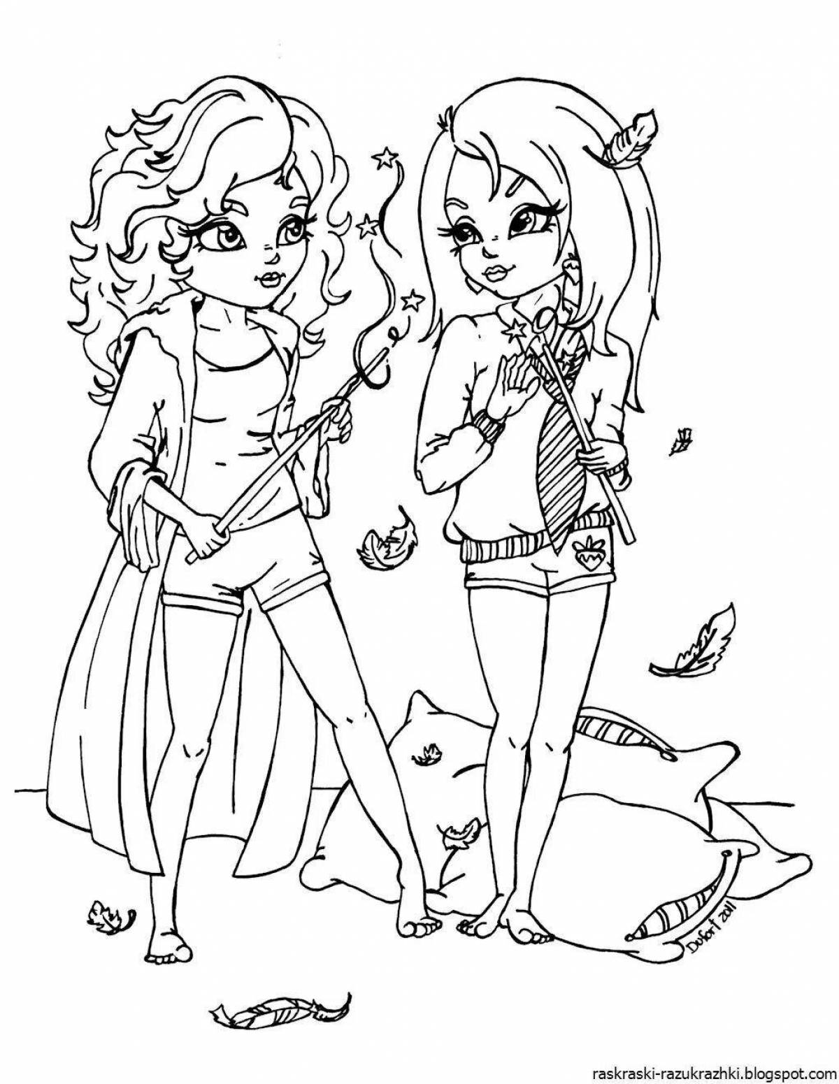 Coloring page charming girls from lp