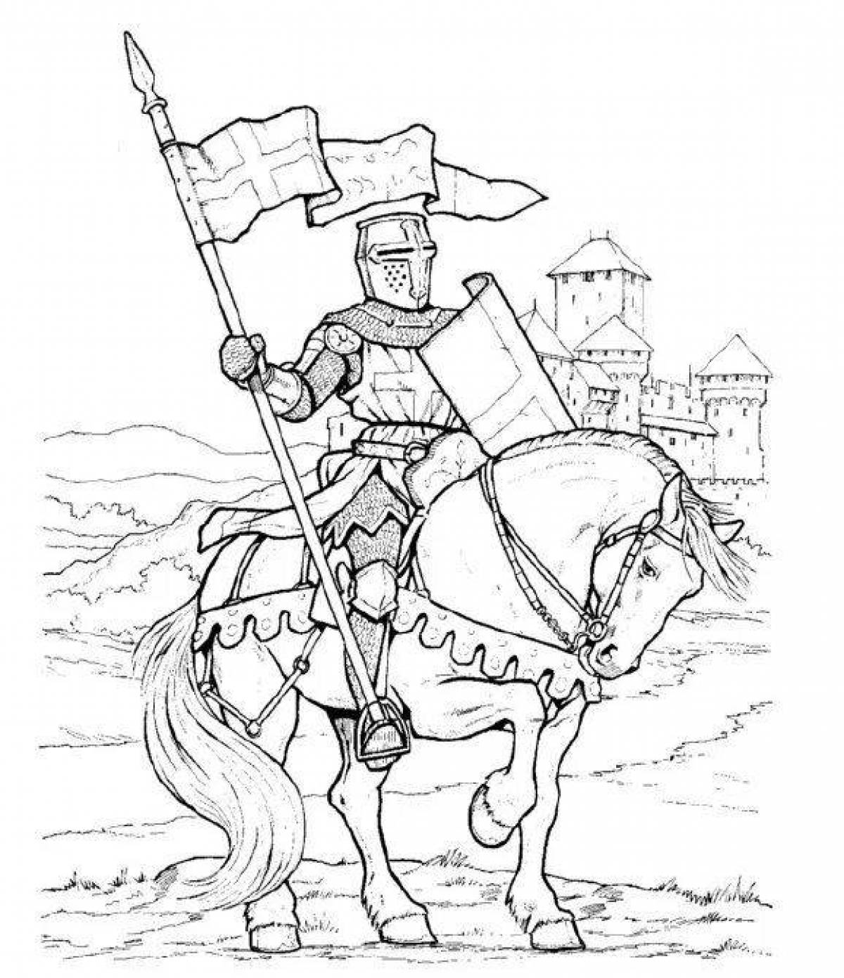 Glorious medieval knights coloring book
