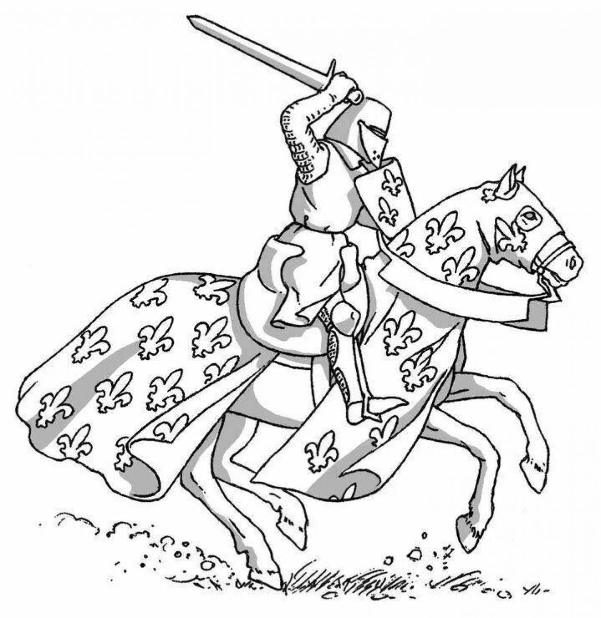 Photo Coloring book brave medieval knights