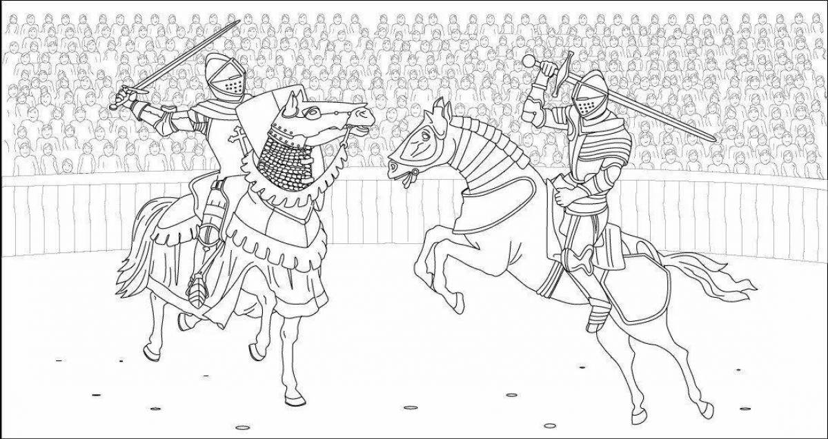 Heroic medieval knights coloring book