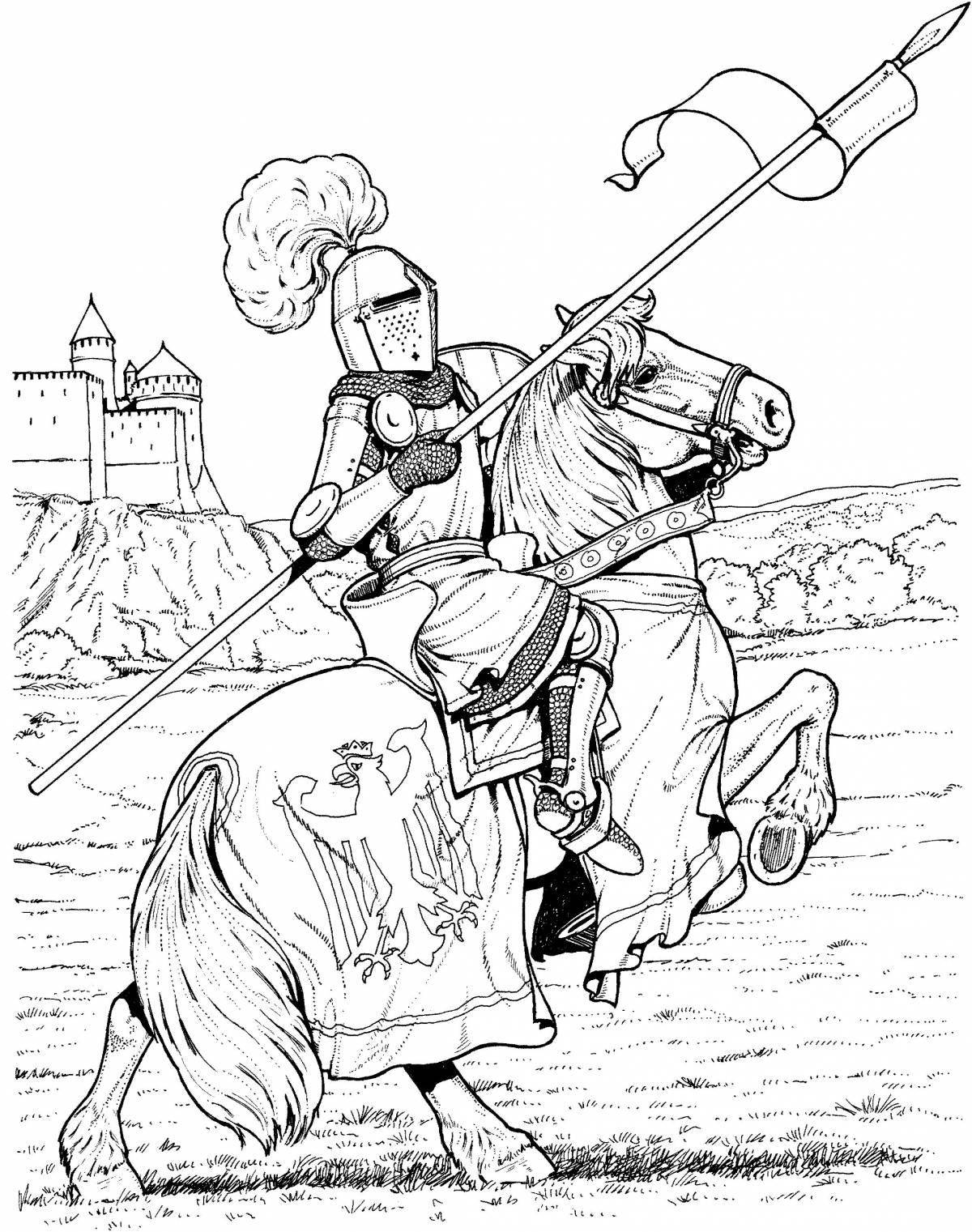 Раскраска смелые средневековые рыцари