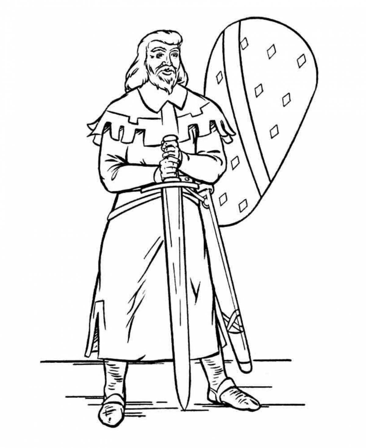Exalted medieval knights coloring page