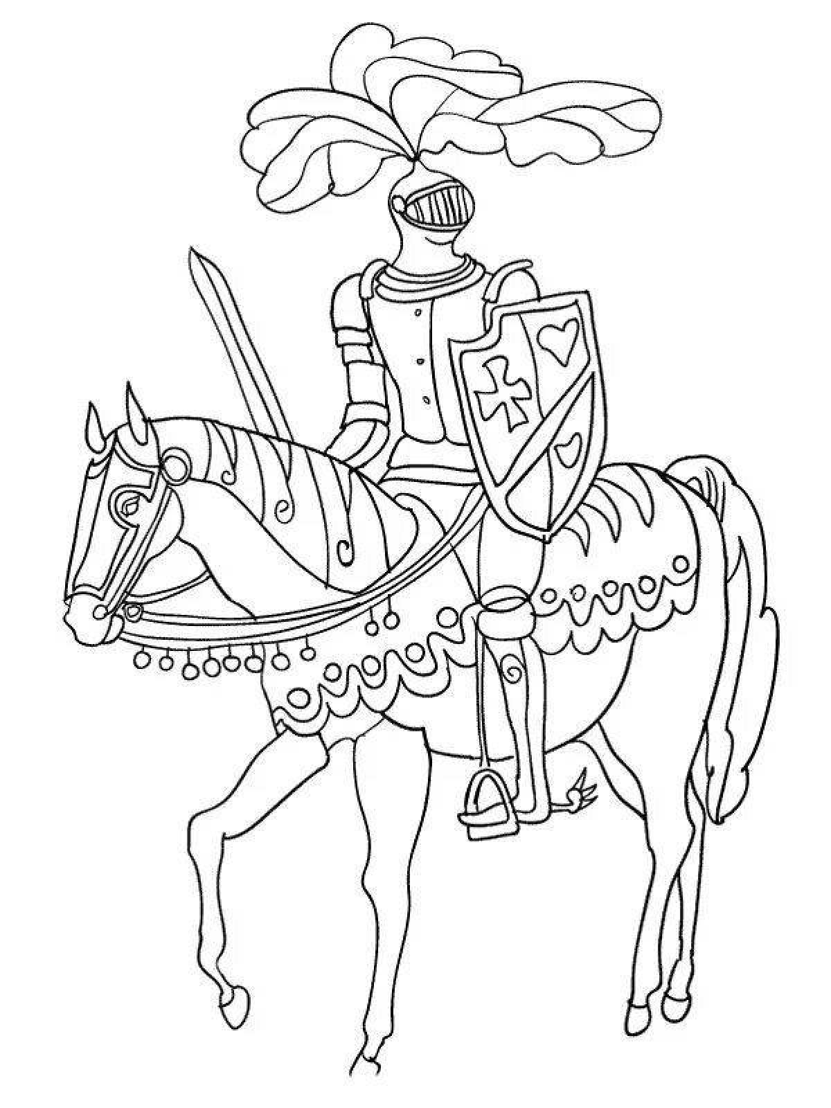 Богато украшенные средневековые рыцари раскраски