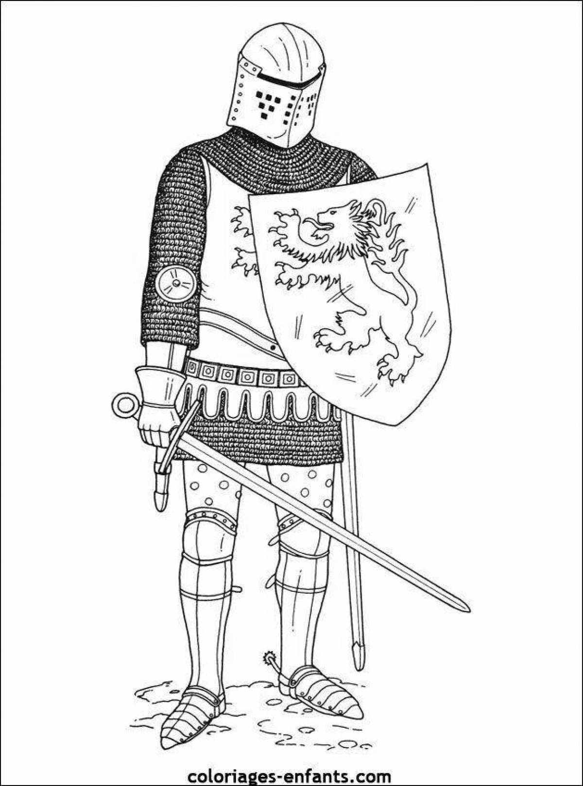 Coloring book decorative medieval knights