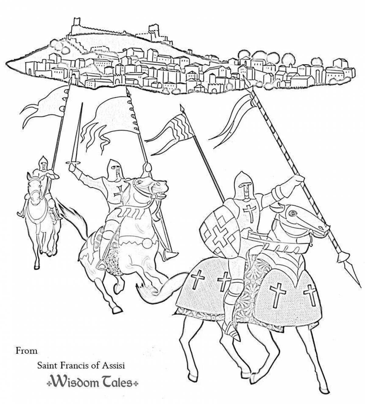 Coloring book glorious medieval knights