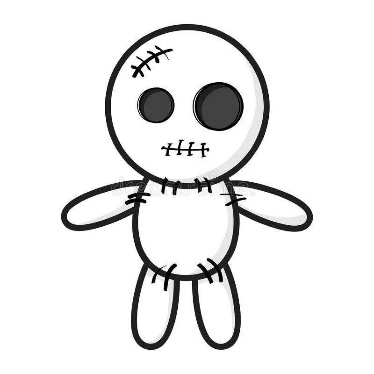 Colorful voodoo doll coloring page