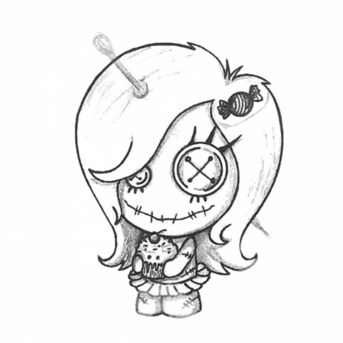 Adorable voodoo doll coloring page
