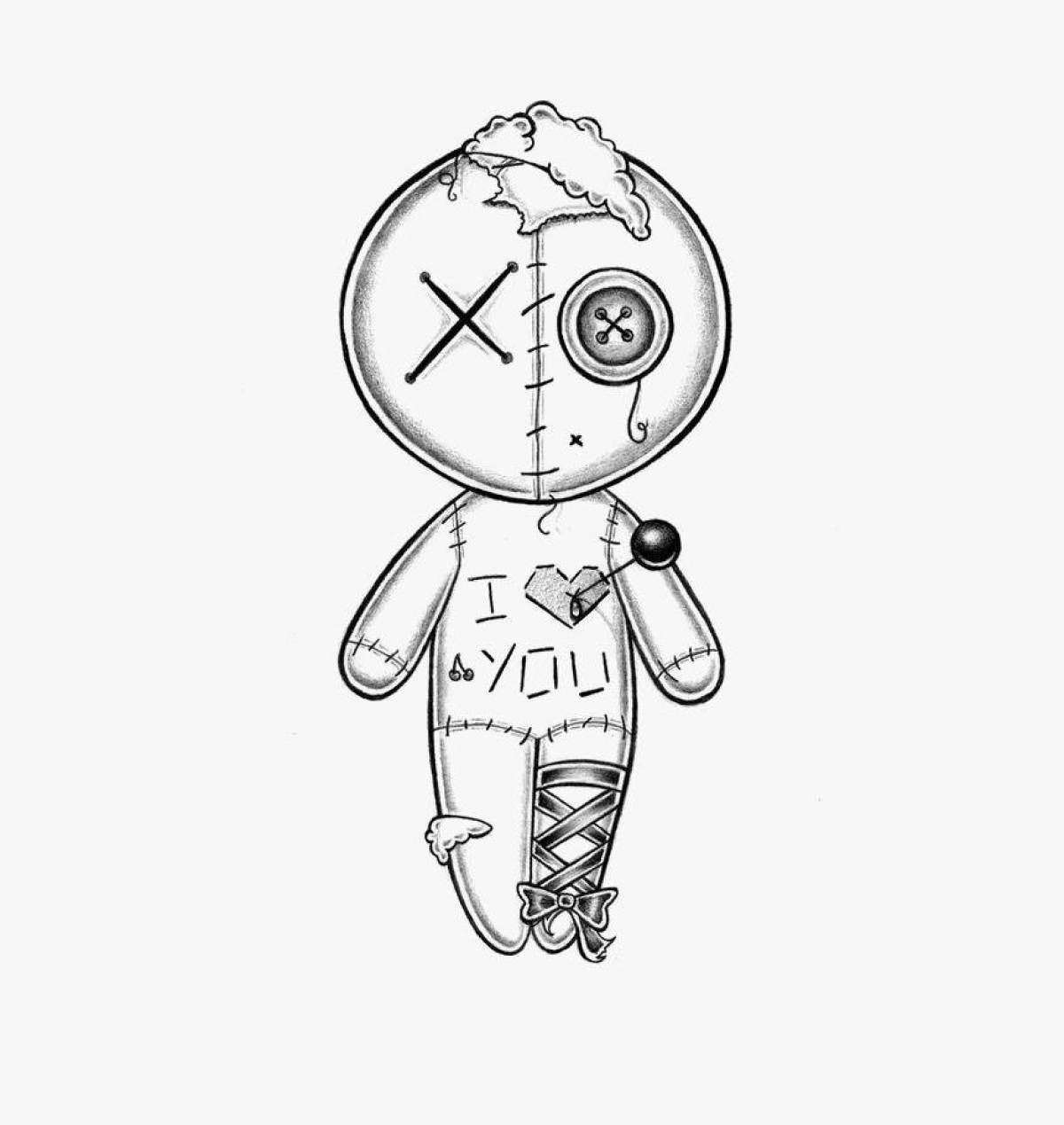 Coloring page mesmerizing voodoo doll