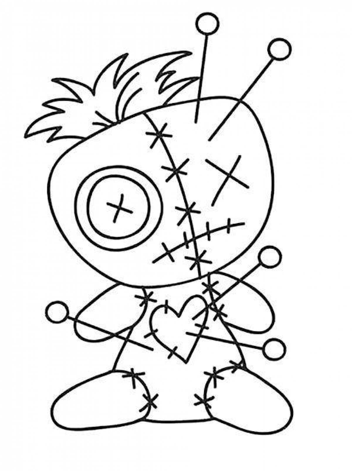 Fancy voodoo doll coloring page